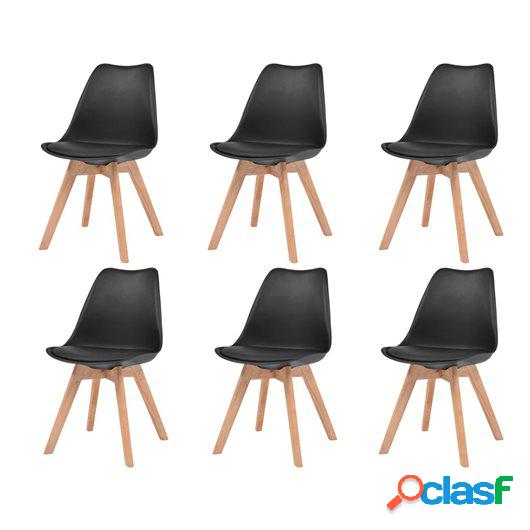 Sillas de comedor 6 unidades cuero artificial negro y madera