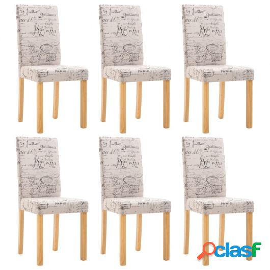 Sillas de comedor 6 unidades poliéster color crema