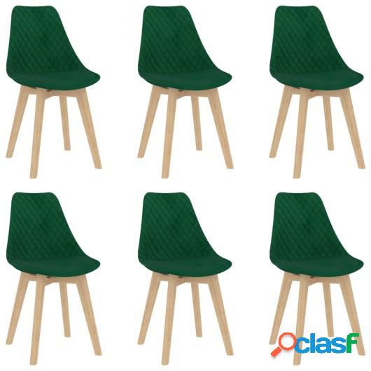 Sillas de comedor 6 unidades terciopelo verde oscuro
