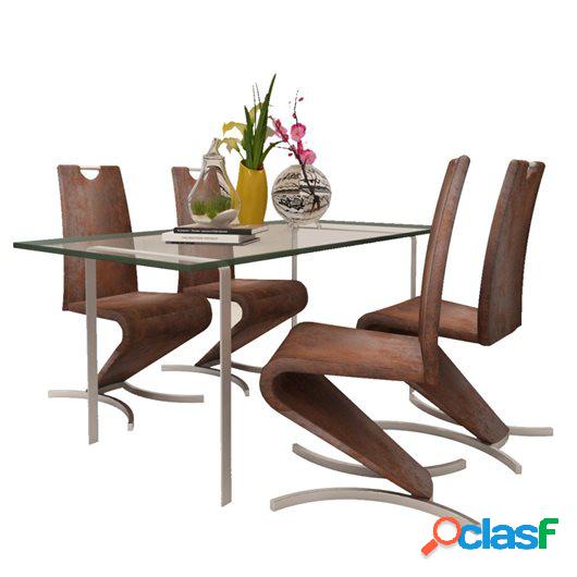 Sillas de comedor Cantilever 4uds forma H cuero artificial