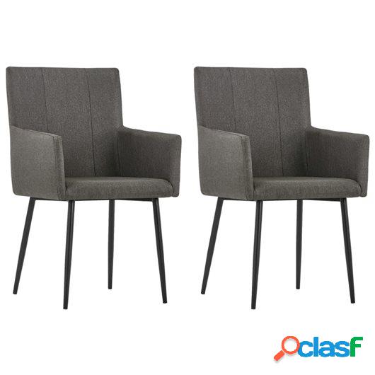 Sillas de comedor con reposabrazos 2 unidades tela gris topo