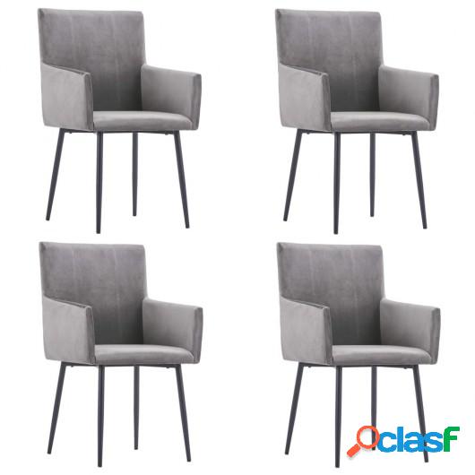 Sillas de comedor con reposabrazos 4 unidades terciopelo