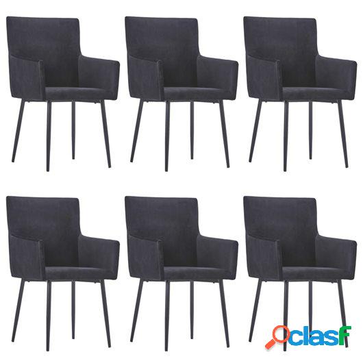 Sillas de comedor con reposabrazos 6 unidades terciopelo