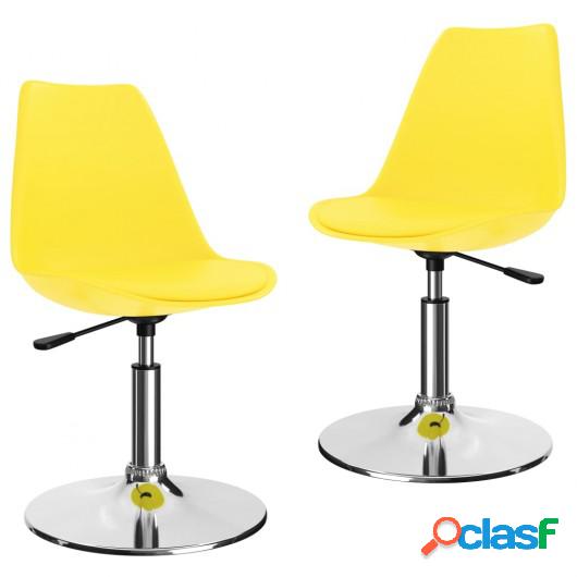 Sillas de comedor giratorias 2 uds cuero sintético amarillo