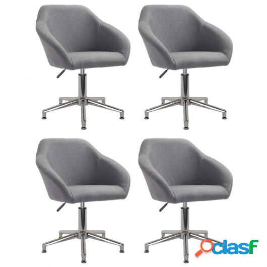 Sillas de comedor giratorias 4 unidades tela gris claro