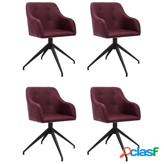 Sillas de comedor giratorias 4 unidades tela morada