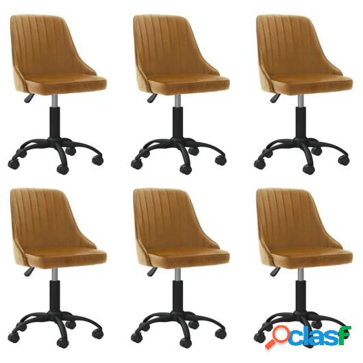 Sillas de comedor giratorias 6 uds terciopelo marrón