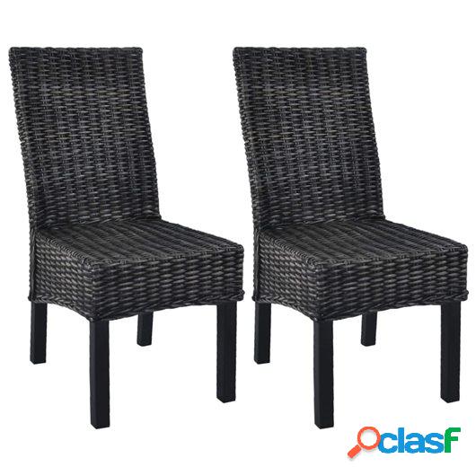 Sillas de comedor ratán Kubu y madera mango negro 2