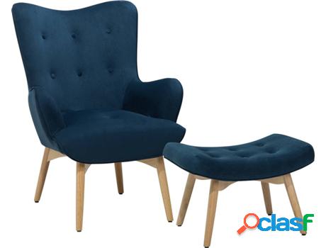 Sillón BELIANI Vejle con Reposapiés (Azul - Terciopelo