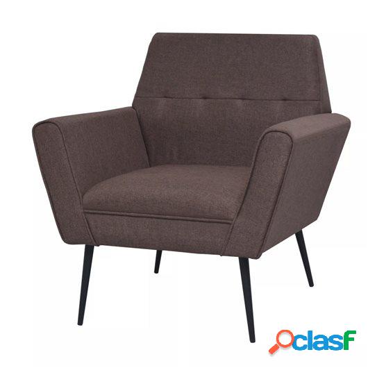 Sillón de acero y tela marrón