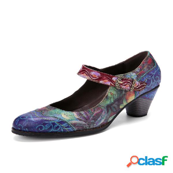 Socofiar Elegante Estampado Floral Relieve Patchwork Cuero