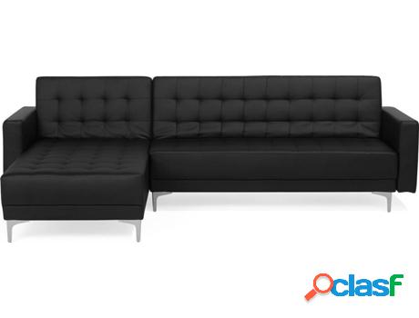 Sofá Cama Aberdeen (Negro - Piel Sintética -168x267x83 cm)