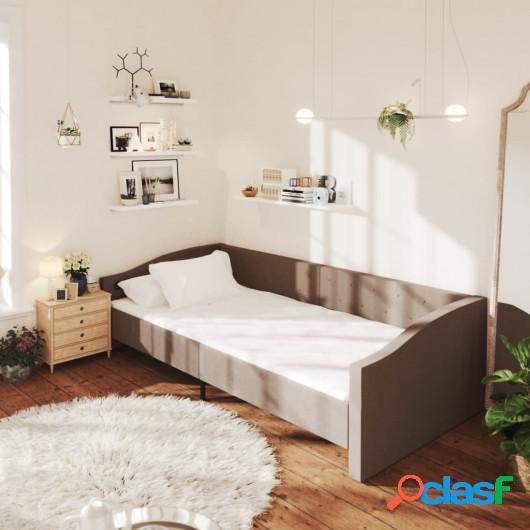Sofá cama con colchón USB de tela gris taupe 90x200 cm