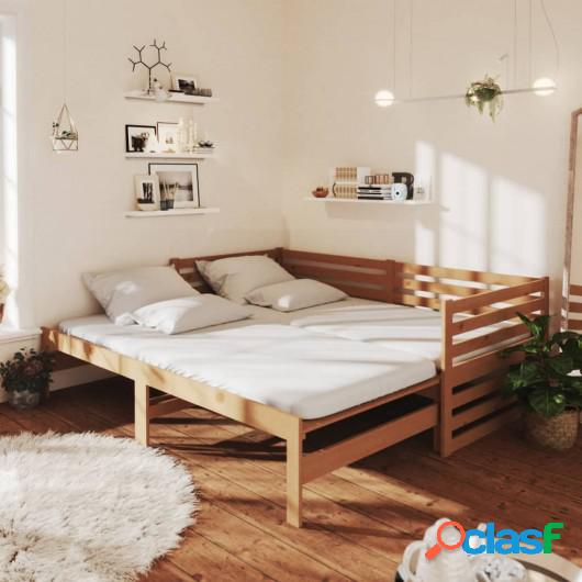 Sofá cama extraíble madera de pino marrón miel 2x(90x200)