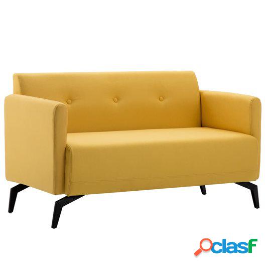 Sofá de 2 plazas con tapizado de tela 115x60x67 cm amarillo