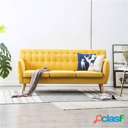 Sofá de 3 plazas con tapizado de tela 172x70x82 cm amarillo