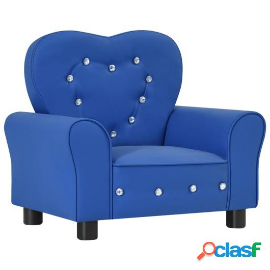 Sofá infantil de cuero sintético azul