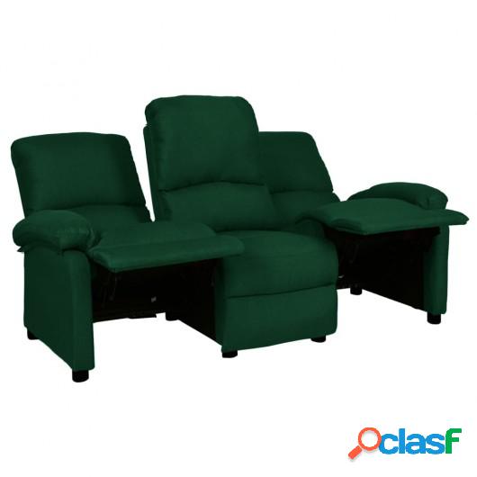 Sofá reclinable de 3 plazas de tela verde oscuro