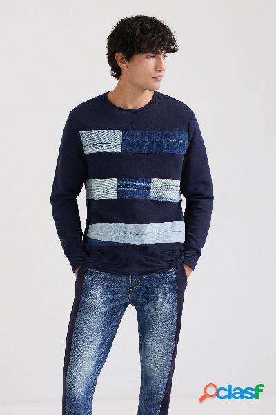 Sudadera felpa parches vaqueros
