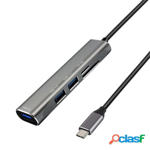 T325 5 en 1 Hub Type-C a USB3.0 * 3 + Lector de tarjetas TF
