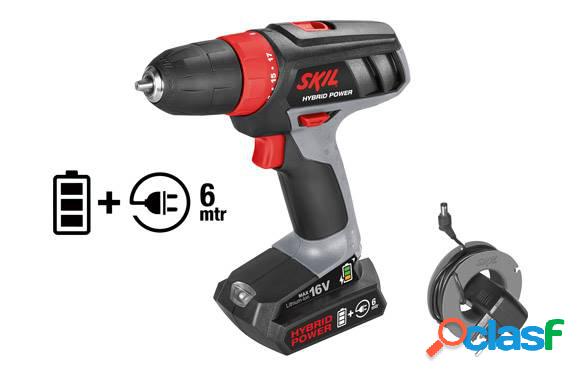 Taladro bateria y cable hibrido 16v 1.5ah+brocas+puntas