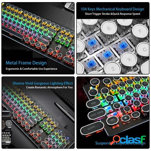 Teclado mecánico iluminado 104 teclas Teclado para juegos