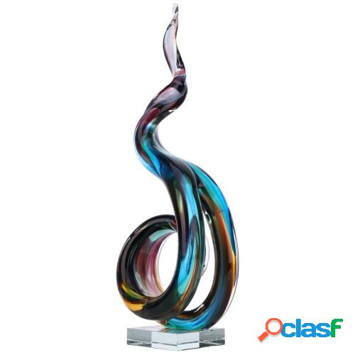 Tooarts Escultura de vidrio abstracta Adorno de vidrio hecho