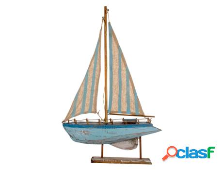 Velero Azul de Madera 61X7X40cm Modelismo de Barcos Velero