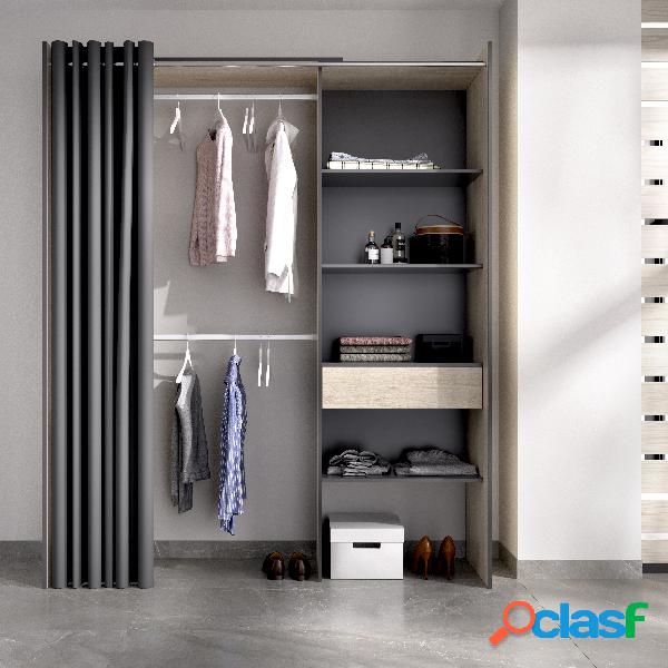 Vestidor Dekit Suit Madera Natural Grafito 205x116/110x50cm