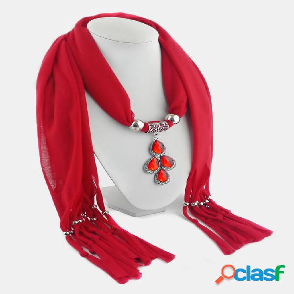 Vintage Mujer Collar de bufanda de color sólido Hoja
