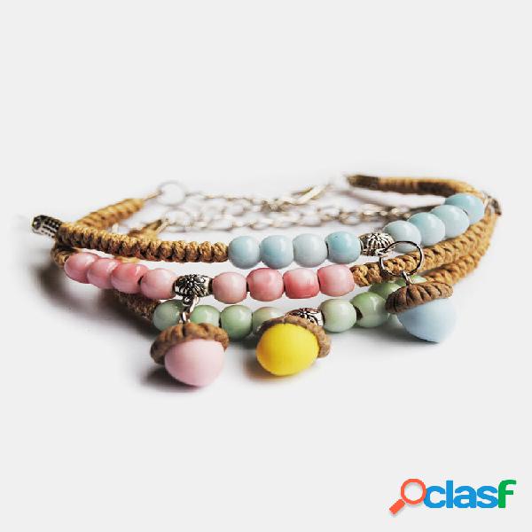 Vintage Pino en forma de cono Colgante Cerámico Pulsera de