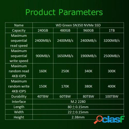 WD Green SN350 240GB SSD NVMe Unidad de estado sólido M.2