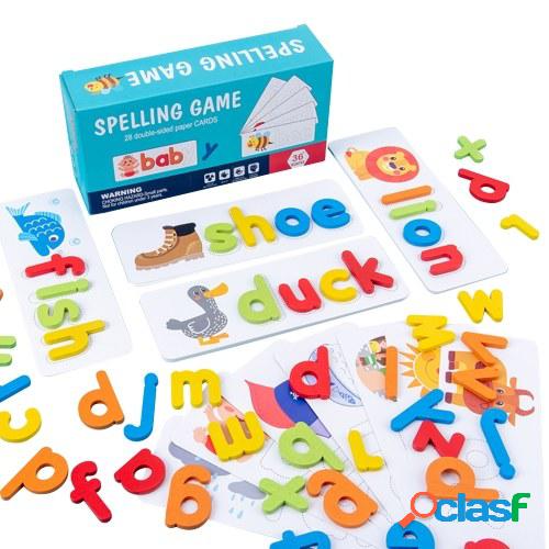 Wood Spelling Words Game Letter Recognition Card Montessori