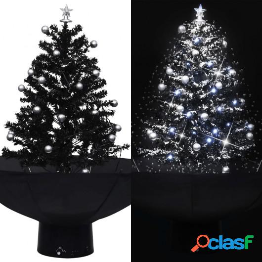 Árbol de Navidad con nieve con base de paraguas PVC negro