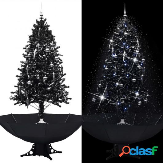 Árbol de Navidad con nieve y base de paraguas PVC negro 190