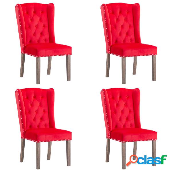 vidaXL 3055869 Dining Chairs 4 pcs Red Velvet (4x287957)