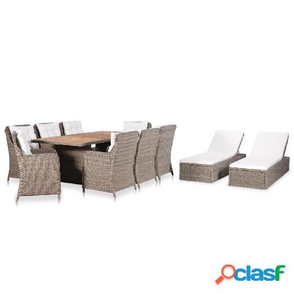 vidaXL 3057803 11 Piece Outdoor Dining Set Poly Rattan