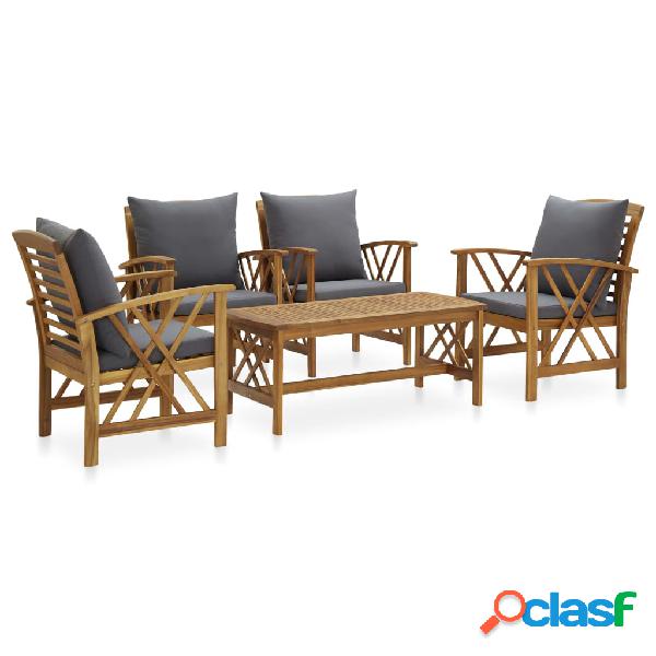 vidaXL 3057994 5 Piece Garden Lounge Set with Cushions Solid