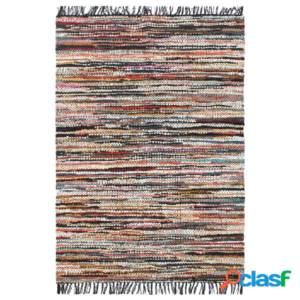 vidaXL Alfombra chindi tejida a mano cuero 80x160 cm