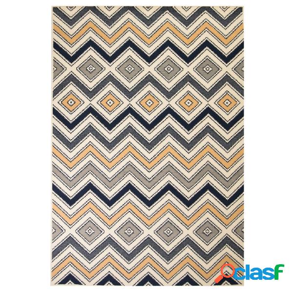 vidaXL Alfombra moderna estampado zigzag marrón/negro/azul