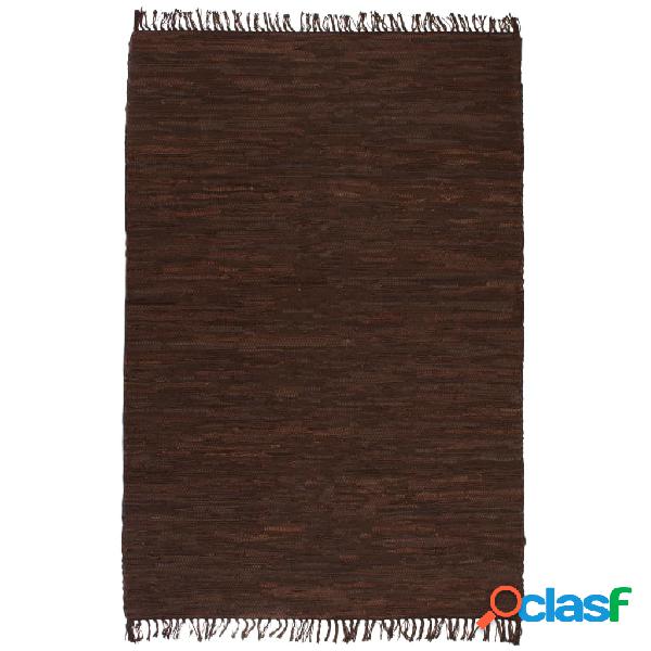 vidaXL Alfombra tejida a mano Chindi cuero 80x160 cm marrón