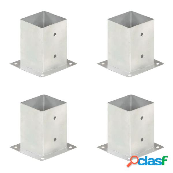vidaXL Anclajes para postes 4 unidades metal galvanizado 101