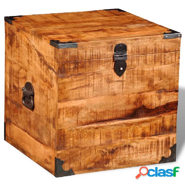 vidaXL Baúl de almacenamiento cúbico de madera de mango