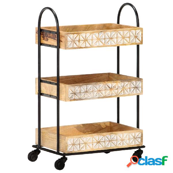 vidaXL Carro de cocina de 3 niveles madera maciza de mango