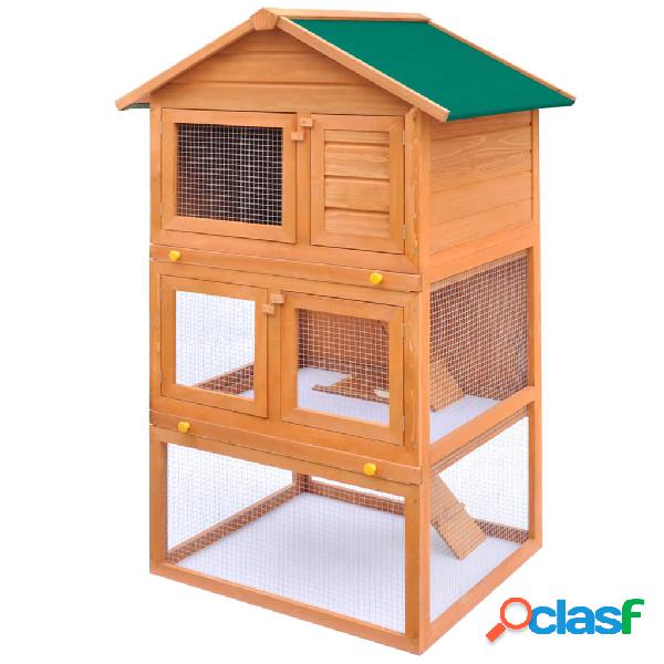 vidaXL Casa de animales pequeños jaula conejera 3 niveles