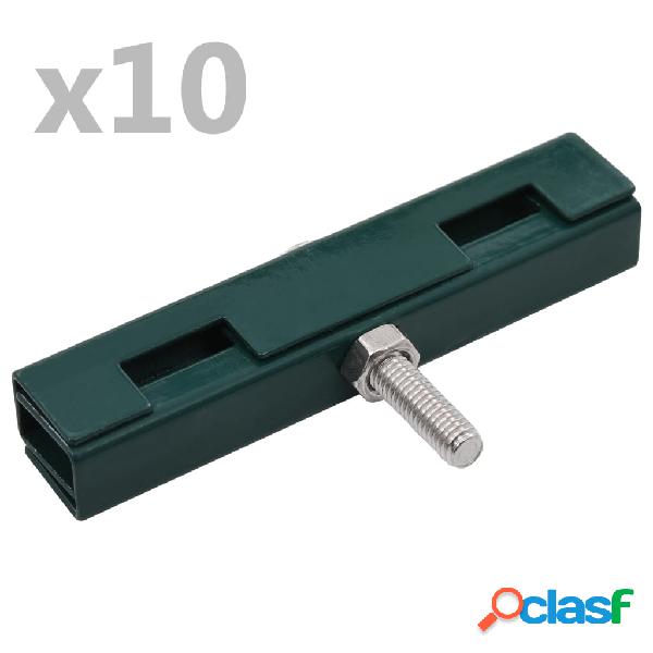 vidaXL Conector de alfombra en U para jardín 10 sets verde