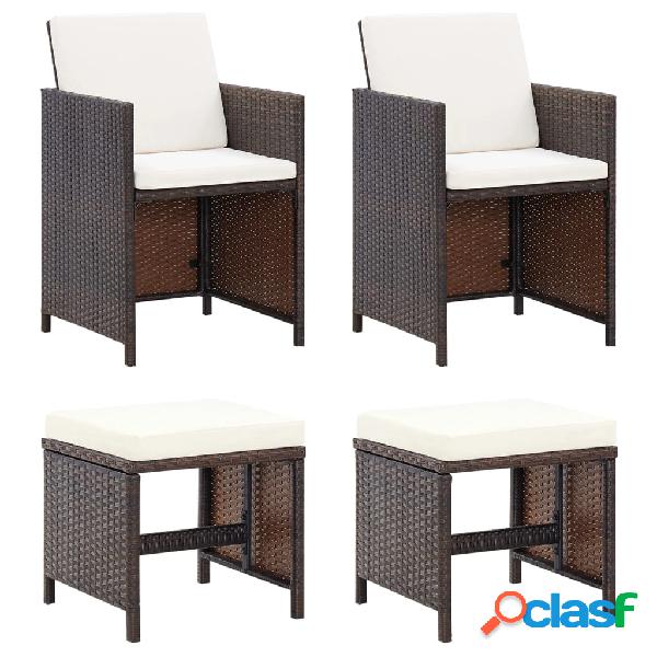 vidaXL Conjunto de silla de jardín y taburete 4 piezas