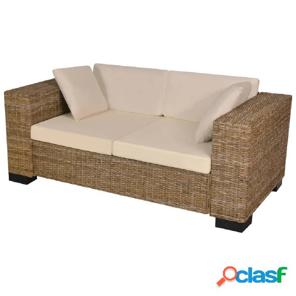 vidaXL Conjunto de sofá de dos plazas 7 piezas ratán real