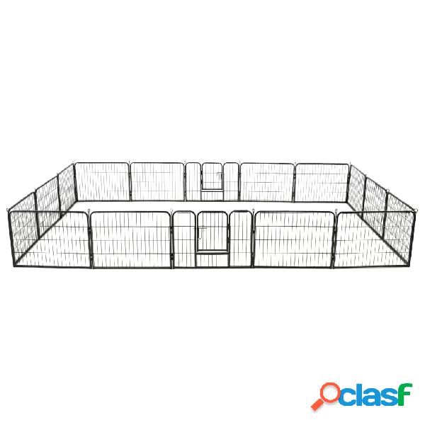 vidaXL Corral para perros 16 paneles de acero 60x80 cm negro