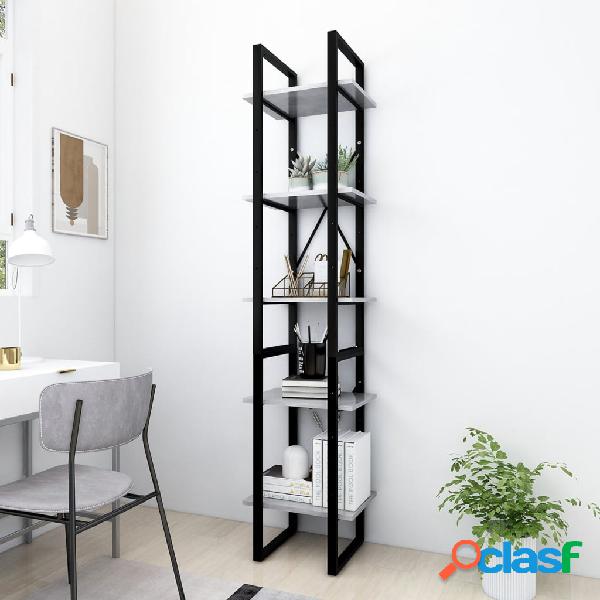 vidaXL Estantería librería 5 niveles aglomerado hormigón